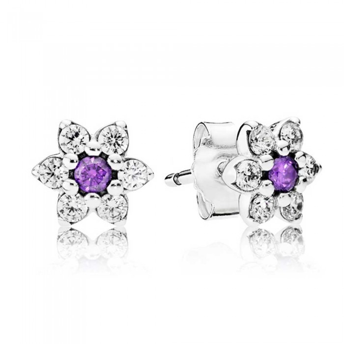 Pandora Earring Forget Me Not Floral Stud CZ Jewelry