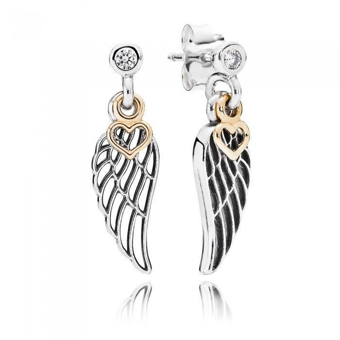Pandora Earring Love And Guidances Angels Stud Cubic Zirconia Jewelry