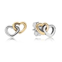 Pandora Earring Terlocked Heart Love Stud Gold Jewelry Pandora Earring Terlocked Heart Love Stud Gold Jewelry