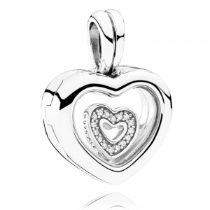 Pandora Necklace Petite Memories Floating Heart Love Locket Silver Jewelry