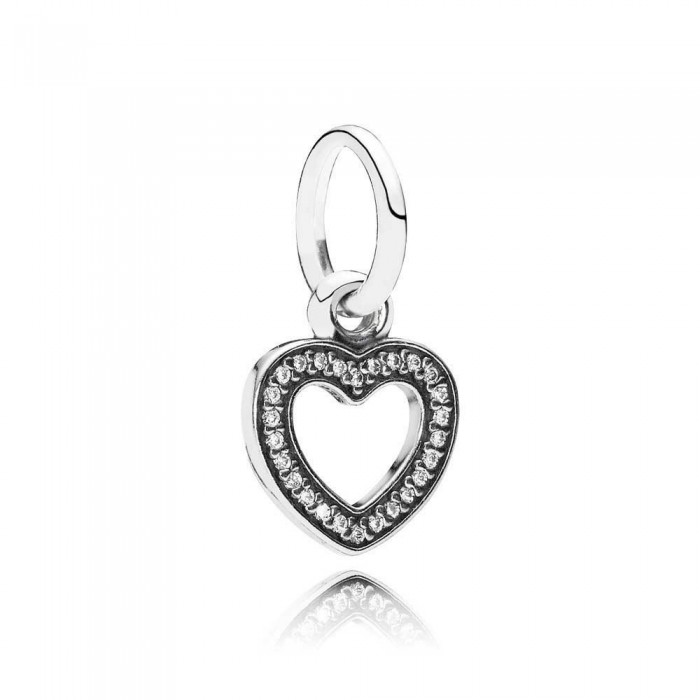 Pandora Necklace Silver Open Heart Dropper Love Pendant Jewelry