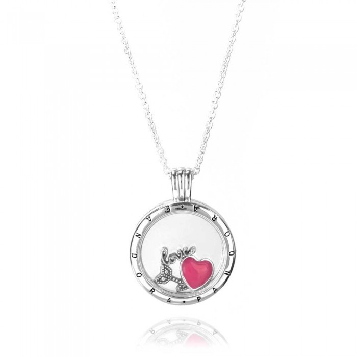 Pandora Necklace Silver Petite Memories Struck By Love Locket Jewelry