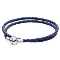 Pandora Bracelet And Dark Blue Double Leather Jewelry Pandora Bracelet And Dark Blue Double Leather Jewelry