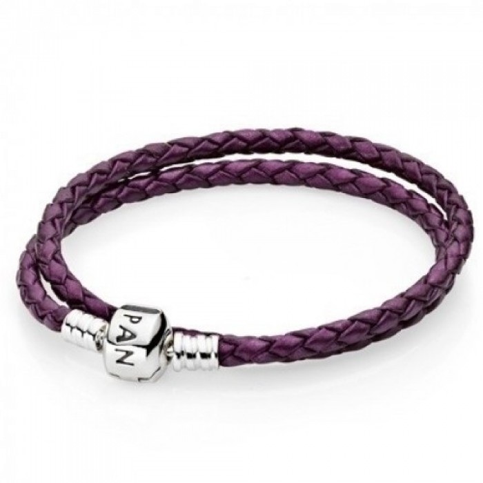Pandora Bracelet And Purple Braided 925 Silver Jewelry