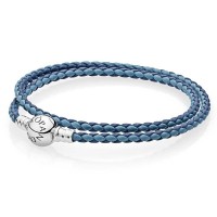 Pandora Bracelet Blue Mix Double Woven Leather Jewelry Pandora Bracelet Blue Mix Double Woven Leather Jewelry