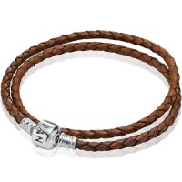 Pandora Bracelet Brown Double Braided Leather Jewelry Pandora Bracelet Brown Double Braided Leather Jewelry