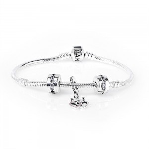 Pandora Bracelet Crowned Hearts Love Complete CZ Silver Jewelry