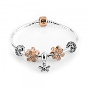 Pandora Bracelet Daisy Chain Floral Complete CZ Rose Jewelry