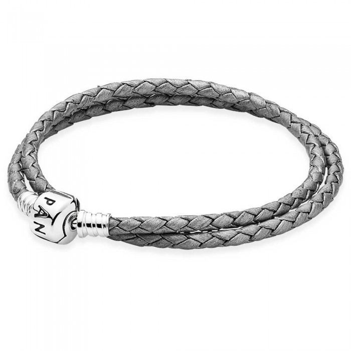 Pandora Bracelet Grey Double Leather Jewelry