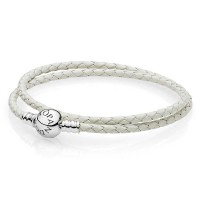 Pandora Bracelet Ivory White Double Woven Leather Jewelry Pandora Bracelet Ivory White Double Woven Leather Jewelry