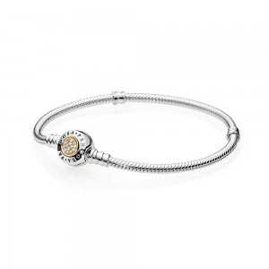 Pandora Bracelet Moments Two Tone Cubic Zirconia 925 Silver Jewelry