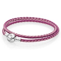 Pandora Bracelet Pink Mix Double Woven Leather Jewelry Pandora Bracelet Pink Mix Double Woven Leather Jewelry