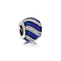 Pandora Charm Adornment Transparent Royal Blue Enamel Clear CZ Jewelry Pandora Charm Adornment Transparent Royal Blue Enamel Clear CZ Jewelry