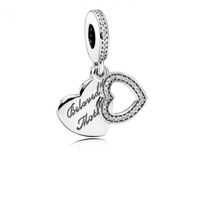 Pandora Charm Beloved Mother Dangle Clear CZ Jewelry