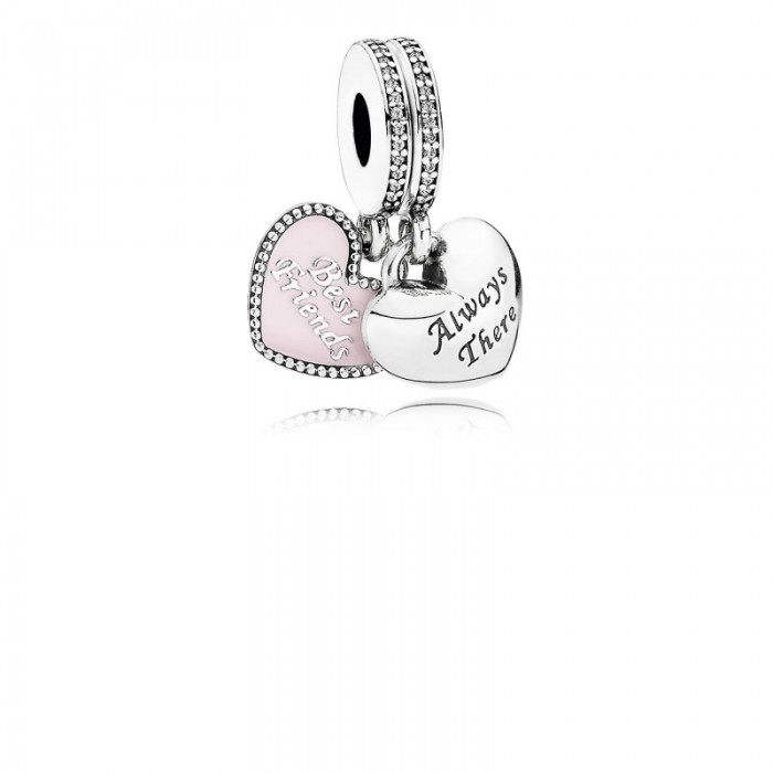 Pandora Charm Best Friends Dangle S t Pink Enamel Clear CZ Jewelry