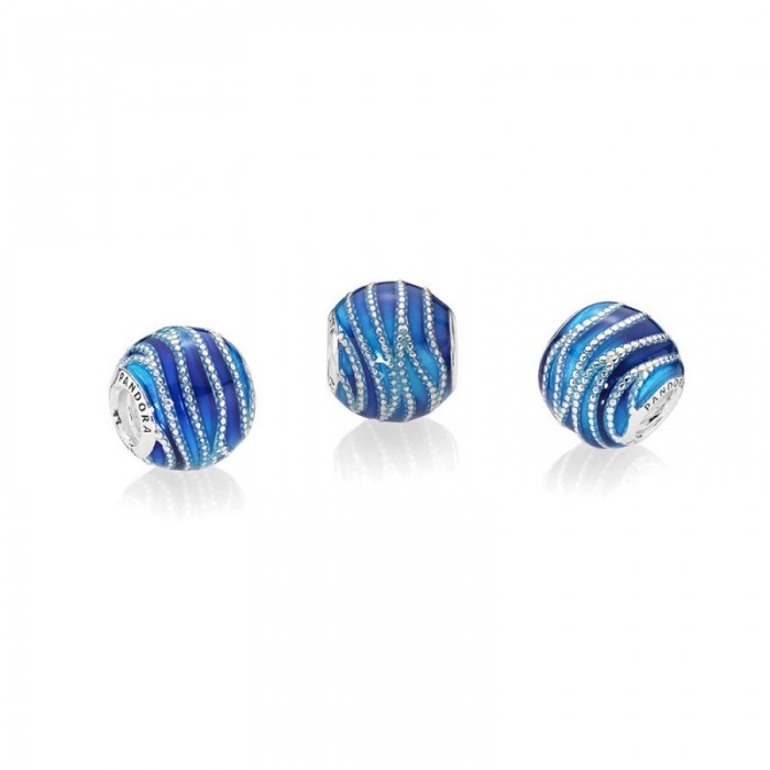 Pandora Charm Blue Swirls Mixed Enamel Jewelry