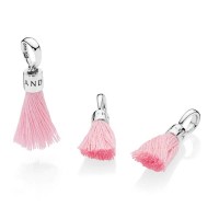 Pandora Charm Bright Pink Fabric Tassel Dangle Jewelry Pandora Charm Bright Pink Fabric Tassel Dangle Jewelry