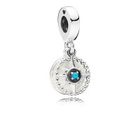 Pandora Charm Compass Rose Dangle Silver Enamel Cyan Blue Crystal Jewelry Pandora Charm Compass Rose Dangle Silver Enamel Cyan Blue Crystal Jewelry