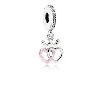 Pandora Charm Crowned Hearts Dangle Orchid Pink Enamel Clear CZ Jewelry Pandora Charm Crowned Hearts Dangle Orchid Pink Enamel Clear CZ Jewelry