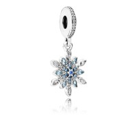 Pandora Charm Crystalized Snowflake Dangle Blue Crystals Clear CZ Jewelry Pandora Charm Crystalized Snowflake Dangle Blue Crystals Clear CZ Jewelry
