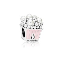 Pandora Charm Delicious Popcorn Pale Pink Enamel White Crystal Pearls Jewelry Pandora Charm Delicious Popcorn Pale Pink Enamel White Crystal Pearls Jewelry