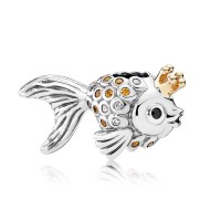 Pandora Charm Fairytale Fish Orange Gold CZ Black Crystals Jewelry Pandora Charm Fairytale Fish Orange Gold CZ Black Crystals Jewelry