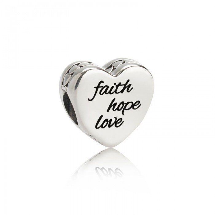 Pandora Charm Faith Hope Love Black Enamel Jewelry