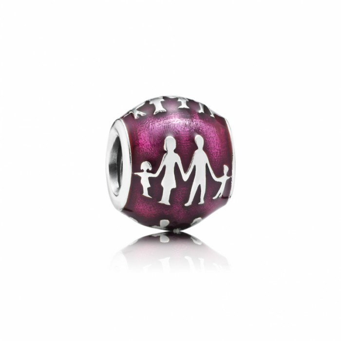 Pandora Charm Family Silhouette Transparent Fuchsia Enamel Jewelry