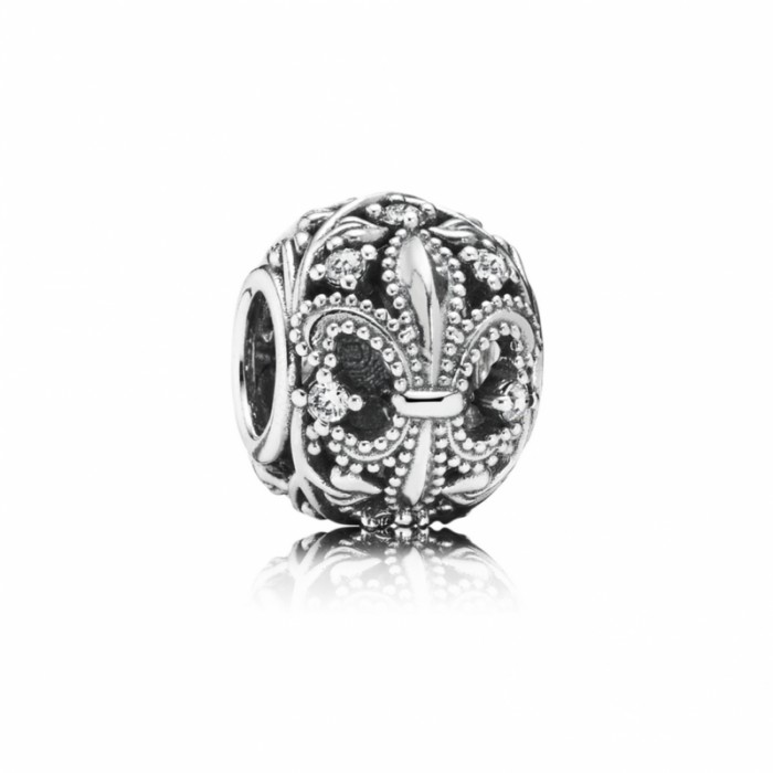 Pandora Charm Fleur De Lis Clear CZ Jewelry