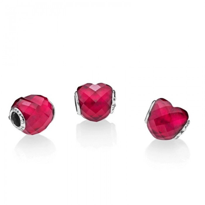 Pandora Charm Fuchsia Shape Love Fuchsia RoseCrystal Jewelry