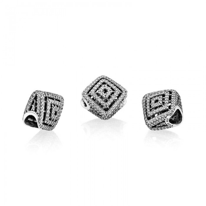 Pandora Charm Geometric Lines Clear CZ Jewelry