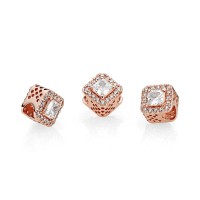 Pandora Charm Geometric Radiance Rose Clear CZ Jewelry Pandora Charm Geometric Radiance Rose Clear CZ Jewelry
