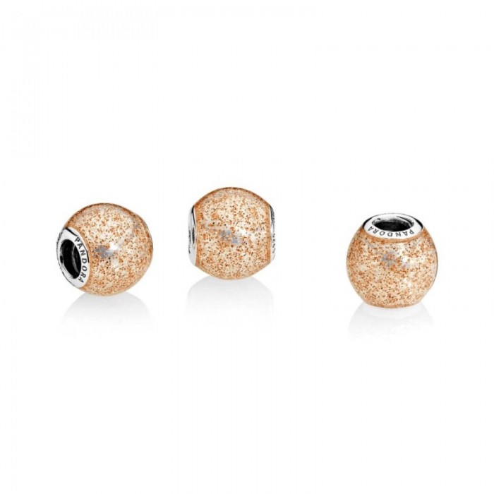 Pandora Charm Glitter Ball RoseGolden Glitter Enamel Jewelry