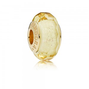 Pandora Charm Golden Faceted Murano Glass Jewelry