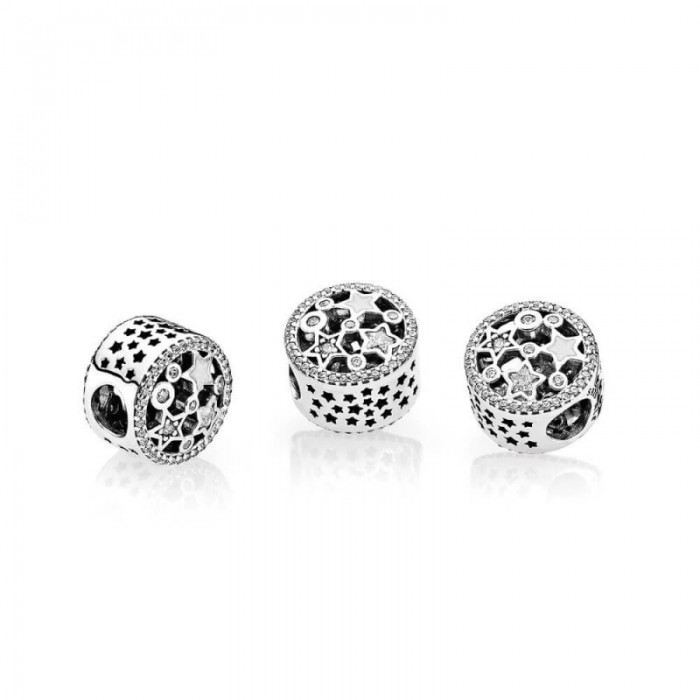 Pandora Charm Illuminating Stars Silver Enamel Clear CZ Jewelry