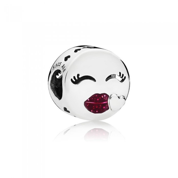 Pandora Charm Kiss Cerise Glitter Enamel Jewelry