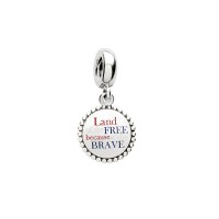 Pandora Charm Land the Free Because the Brave Dangle Red White Blue Enamel Jewelry Pandora Charm Land the Free Because the Brave Dangle Red White Blue Enamel Jewelry