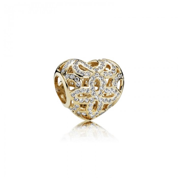 Pandora Charm Love Appreciation Clear CZ 14K Gold Jewelry