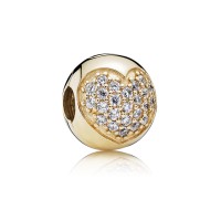 Pandora Charm Love My Life Clip Clear CZ 14K Gold Jewelry