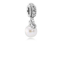 Pandora Charm Luminous Elegance Dangle White Pearl Clear CZ Jewelry Pandora Charm Luminous Elegance Dangle White Pearl Clear CZ Jewelry