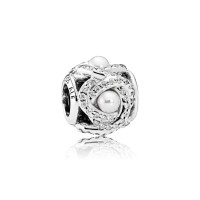 Pandora Charm Luminous Love Knot White Crystal Pearl Clear CZ Jewelry Pandora Charm Luminous Love Knot White Crystal Pearl Clear CZ Jewelry