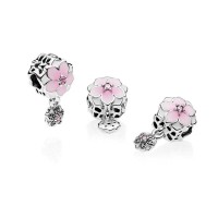 Pandora Charm Magnolia Bloom Pale Cerise Enamel Pink Clear CZ Jewelry Pandora Charm Magnolia Bloom Pale Cerise Enamel Pink Clear CZ Jewelry