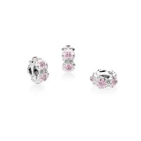 Pandora Charm Magnolia Bloom Spacer Pale Cerise Enamel Pink CZ Jewelry Pandora Charm Magnolia Bloom Spacer Pale Cerise Enamel Pink CZ Jewelry