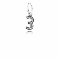 Pandora Charm Number 3 Dangle Clear CZ Jewelry Pandora Charm Number 3 Dangle Clear CZ Jewelry