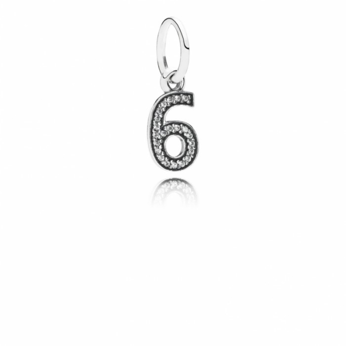 Pandora Charm Number 6 Dangle Clear CZ Jewelry