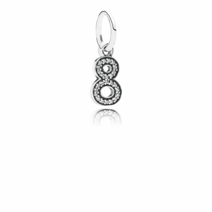 Pandora Charm Number 8 Dangle Clear CZ Jewelry