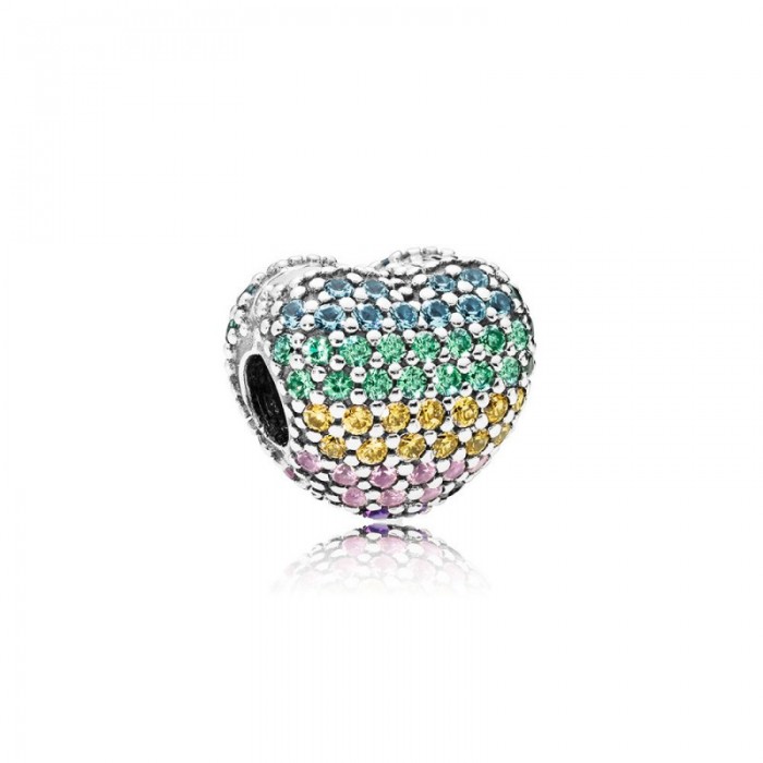Pandora Charm Open My Heart Pave Clip Multi Color CZ Jewelry