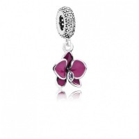 Pandora Charm Orchid Dangle CZ Radiant Orchid Colored Enamel Jewelry Pandora Charm Orchid Dangle CZ Radiant Orchid Colored Enamel Jewelry