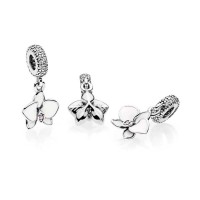 Pandora Charm Orchid Dangle White Enamel Clear Orchid CZ Jewelry Pandora Charm Orchid Dangle White Enamel Clear Orchid CZ Jewelry