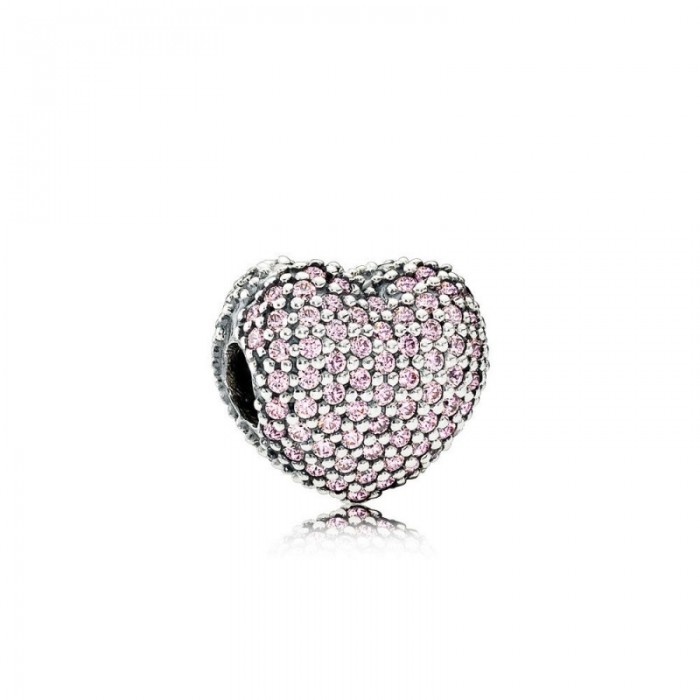 Pandora Charm Pave Open My Heart Clip Pink CZ Jewelry